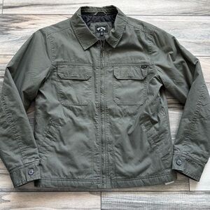 Billabong Quilted Lined Utility Jacket Olive Green Zip-Up Men’s Size S
